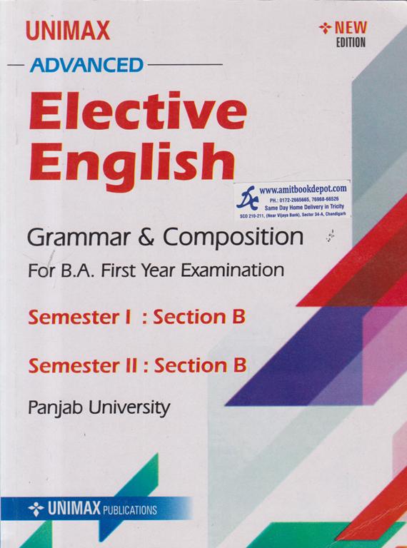 Unimax Advanced Elective English Grammar and Composition BA 1st Year (1st and 2nd Sem) PU Chandidgarh