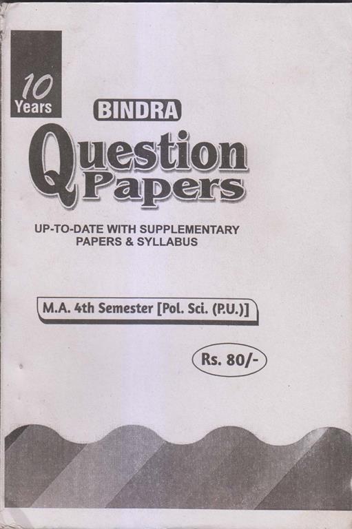 Bindra Question Papers MA Political Sciences 4th Sem PU Chandigarh