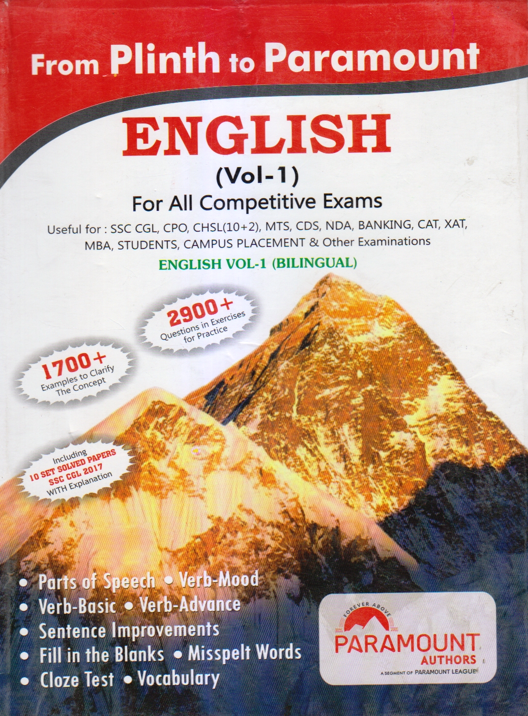 English For General Competitions From Plinth To Paramount Vol 1 (Bilingual Medium)