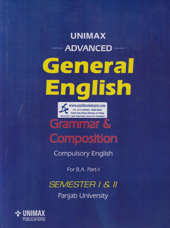 Unimax Advanced General English Grammar and Composition BA 1st Year (1st and 2nd Sem) PU Chandigarh