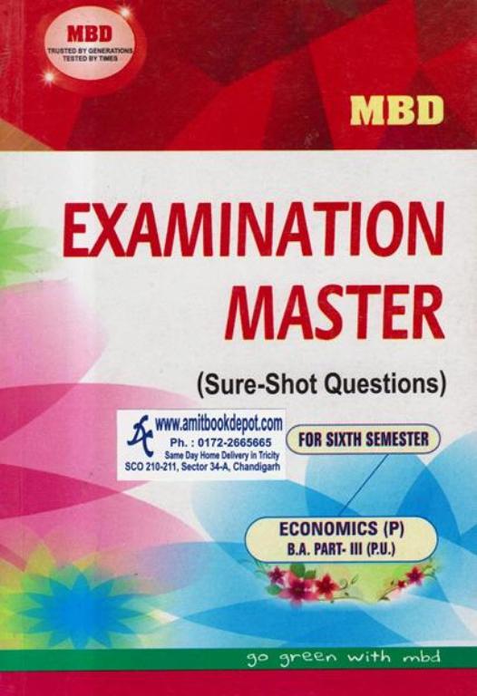 MBD Examination Master Economics BA 6th Semester PU (Punjabi Medium)