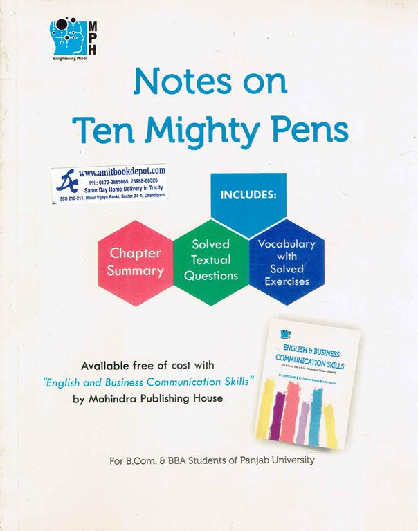 Mohindra Notes on Ten Mighty Pens for 1st Year BCOM and BBA  PU