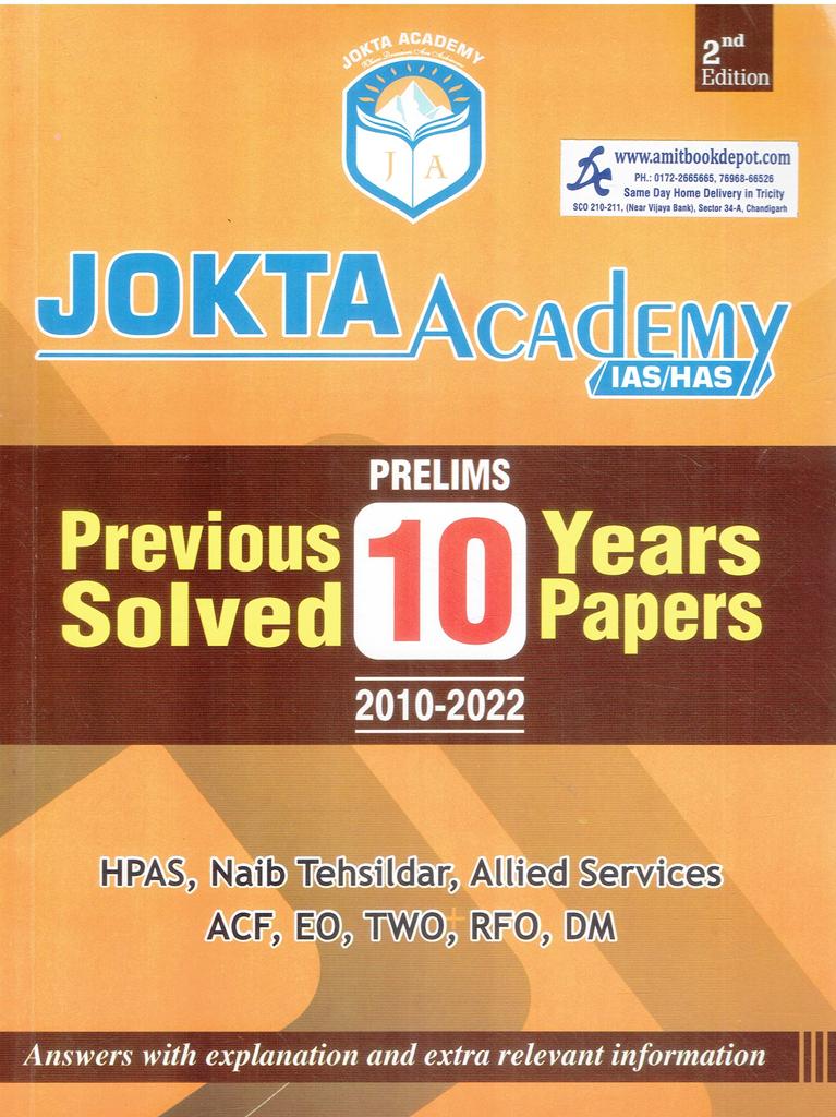 Jokta Academy IAS/ HAS Prelims 10 Year Papers