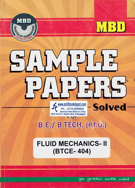 MBD Sample Paper Fluid Mechanics 2 for BE and BTech PTU