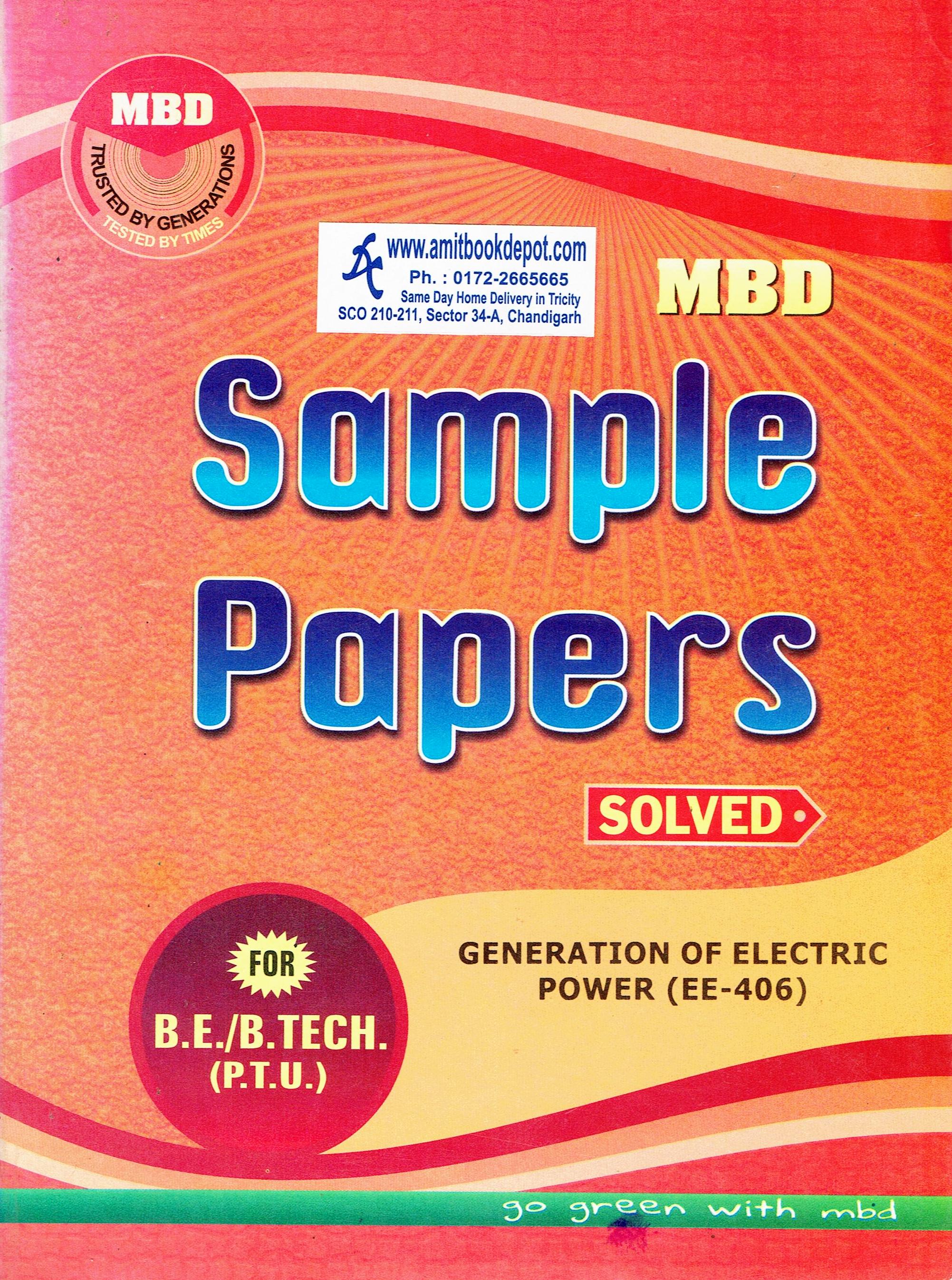 MBD Sample Paper Generation of Electric Power for BE and BTech