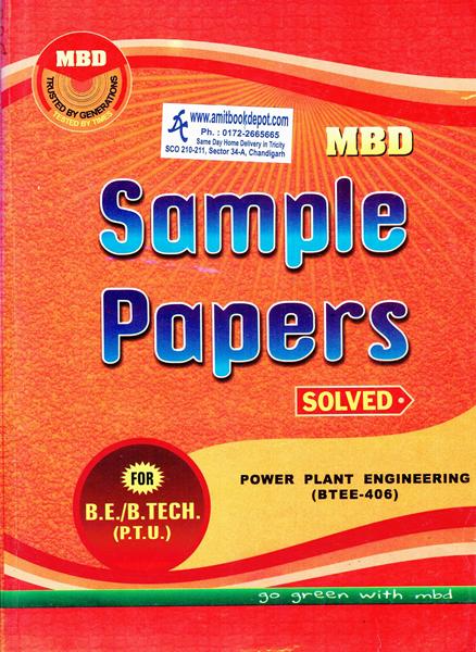 MBD Sample Paper Power Plant Engineering for BE and BTech 4th Sem PTU