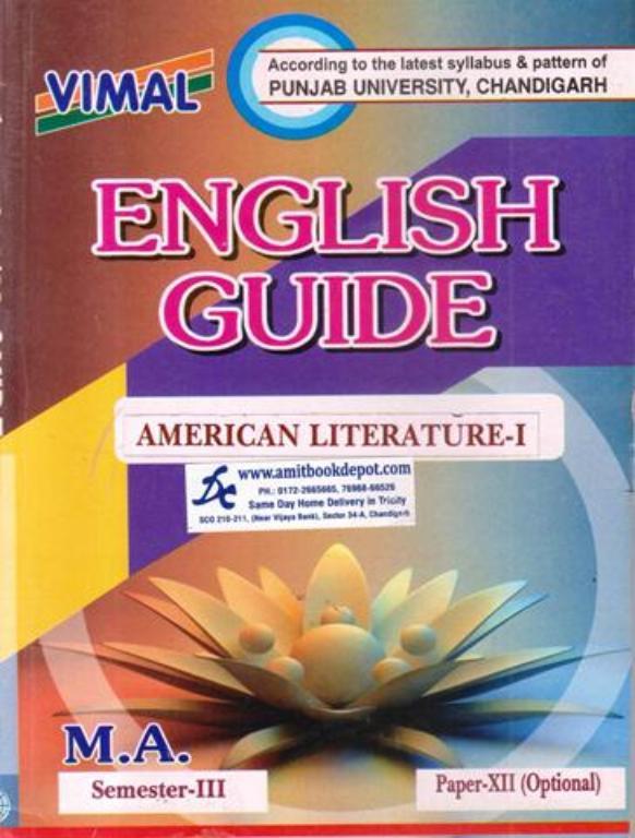 Vimal English Guide American Literature 1 Paper 12 MA 3rd Semester PU Chandigarh