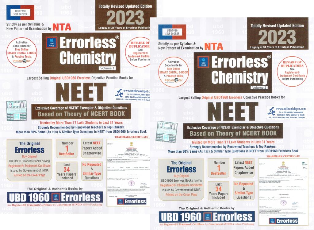 2025 Errorless Chemistry for NEET NCERT Books (Set of Two Volumes)