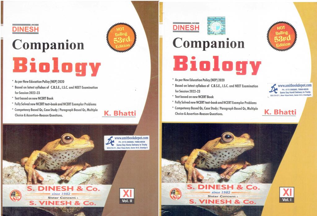 Dinesh Companion Biology Volume 1 and Volume 2 Class 11th