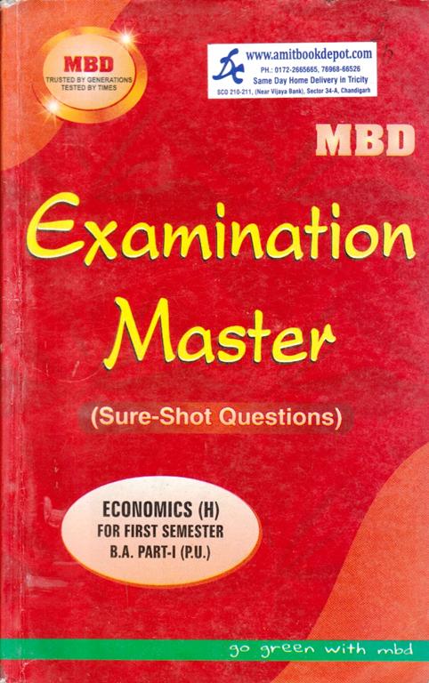 MBD Examination Master Economics BA 1st Semester PU (Hindi Medium)