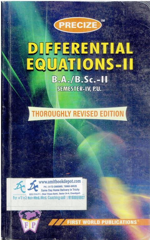 Precize Differential Equations 2 BA and BSc 4th Sem PU