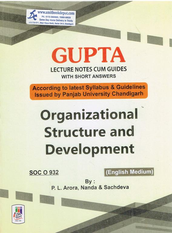 Gupta Organizational Structure and Development for MA Sociology 3rd Sem PU SOC C 932 (English Medium)