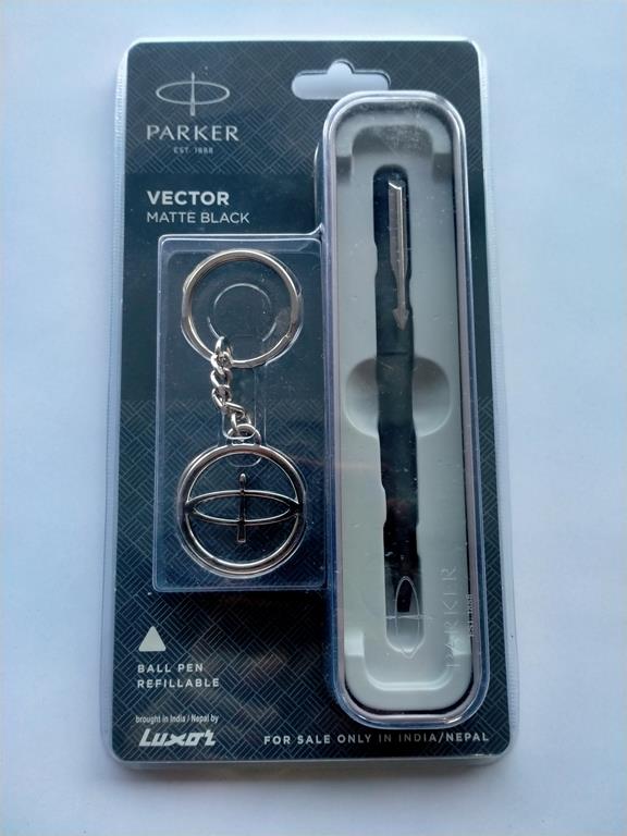 Parker Vector Matte Black Ball Pen with Click Mechanism and Keychain