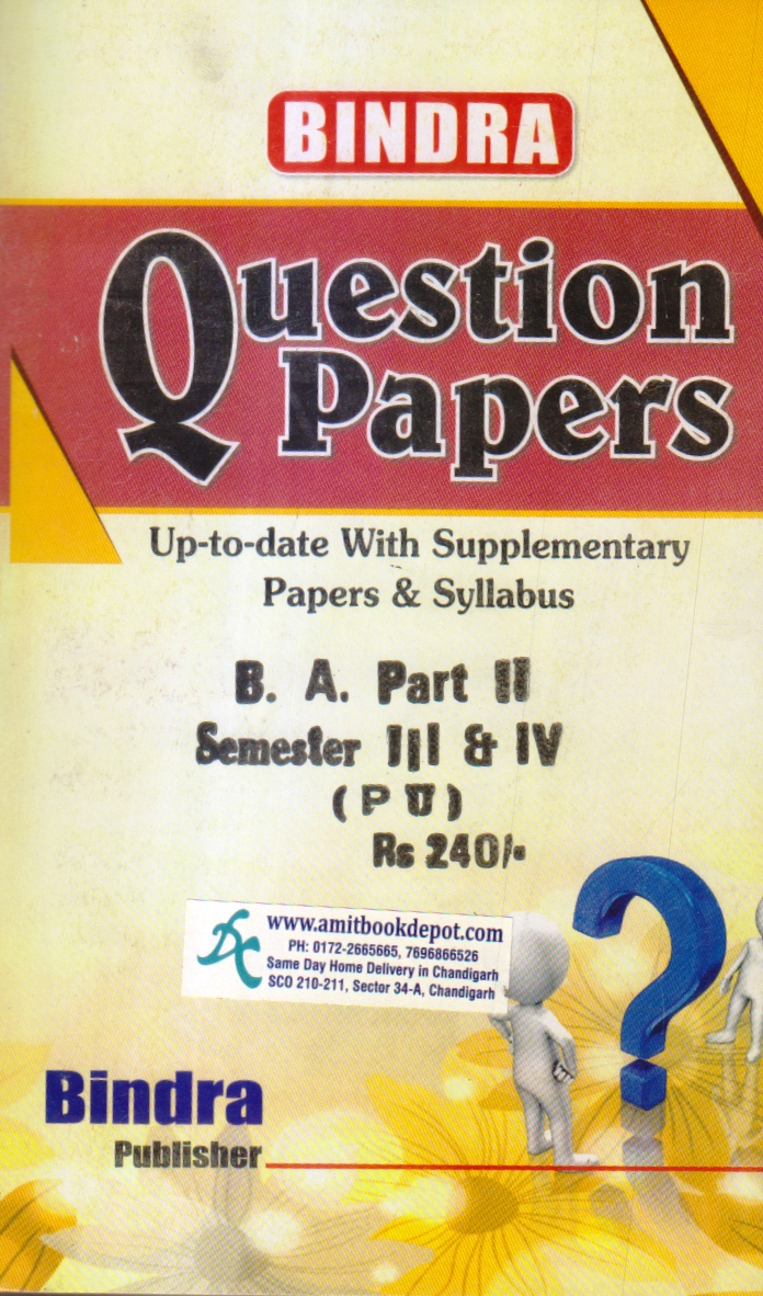 Bindra Question Papers BA 2nd Year 3rd and 4th Semester PU