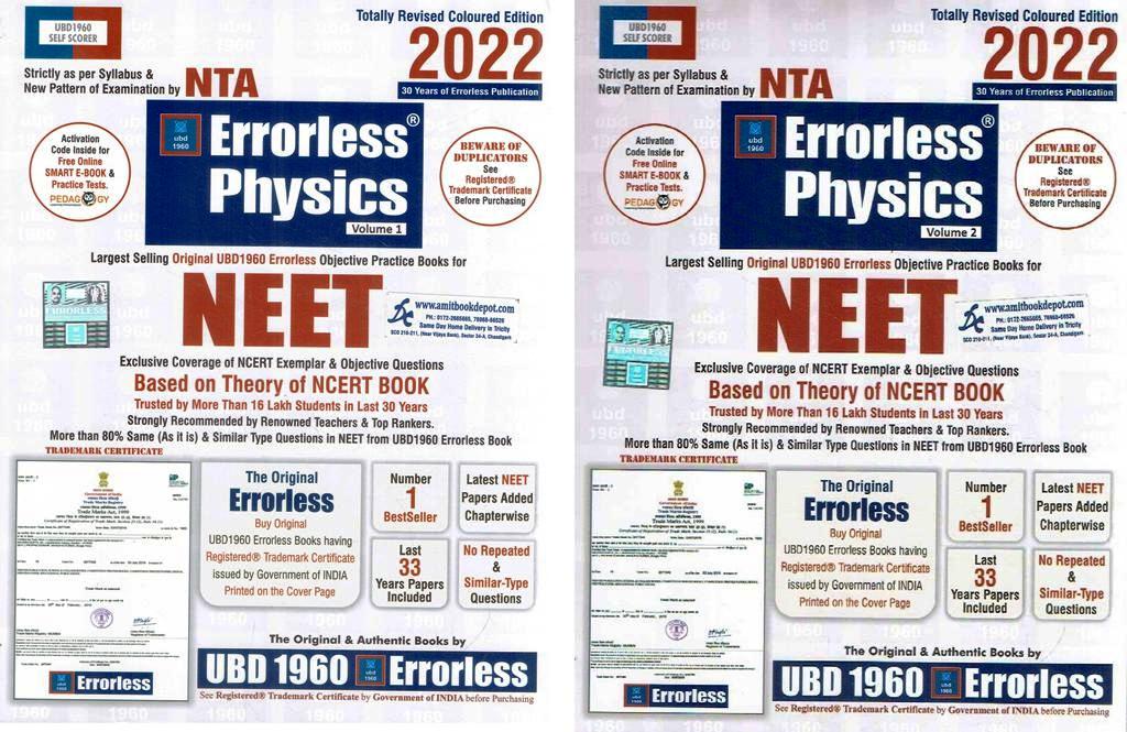 2025 Errorless Physics for NEET  NCERT Books (Set of Two Volumes)