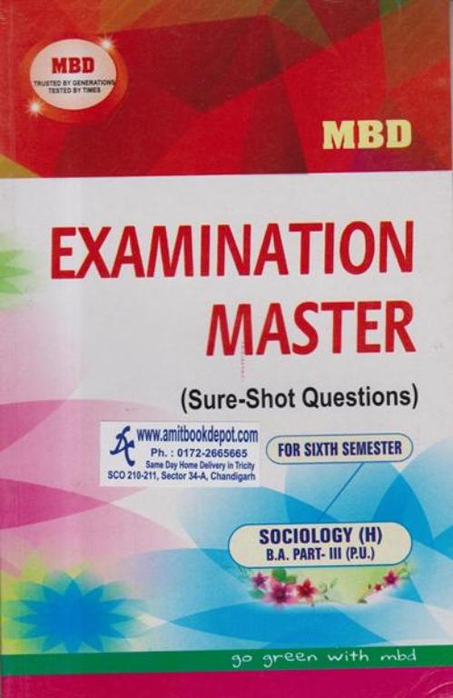 MBD Examination Master Sociology BA 6th Sem PU (Hindi Medium)