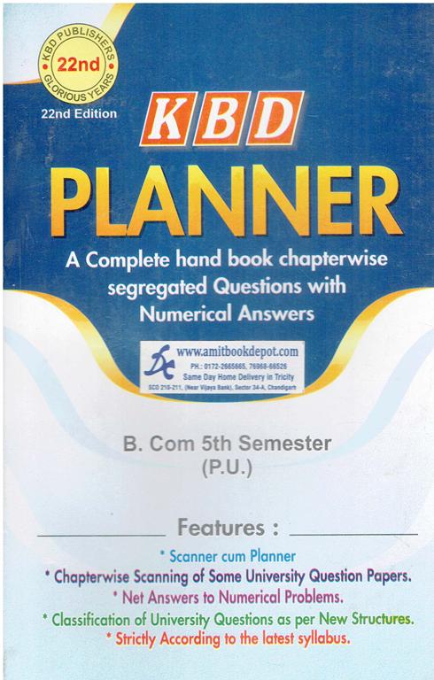 KBD Planner B.com 5th sem (PU)