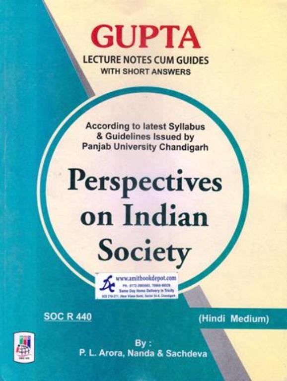 Perspectives on Indian Society for MA Sociology 4th Semester PU Hindi Medium