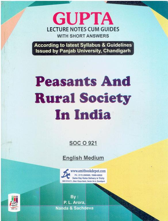 Peasants and Rural Society in India for MA Sociology 2nd Semester PU English Medium