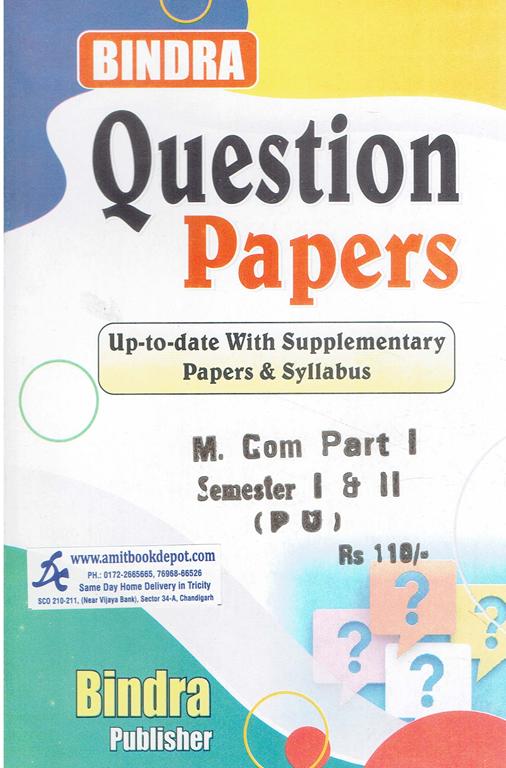 Bindra Question Papers MCom 1st Year (1st Sem and 2nd Semester) PU Chandigarh