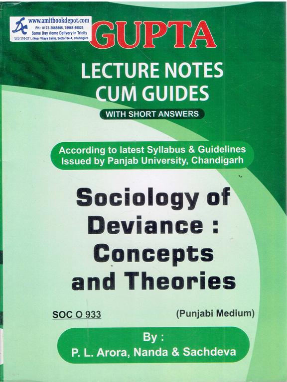 Gupta Sociology of Deviance Concepts and Theories SOC O 933 MA Sociology 3rd Sem PU (Punjabi Medium)