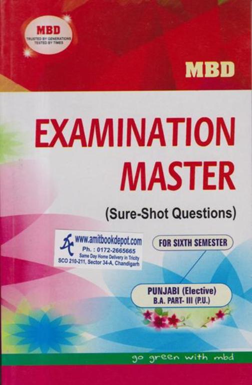 MBD Examination Master Punjabi Elective BA 6th Semester PU